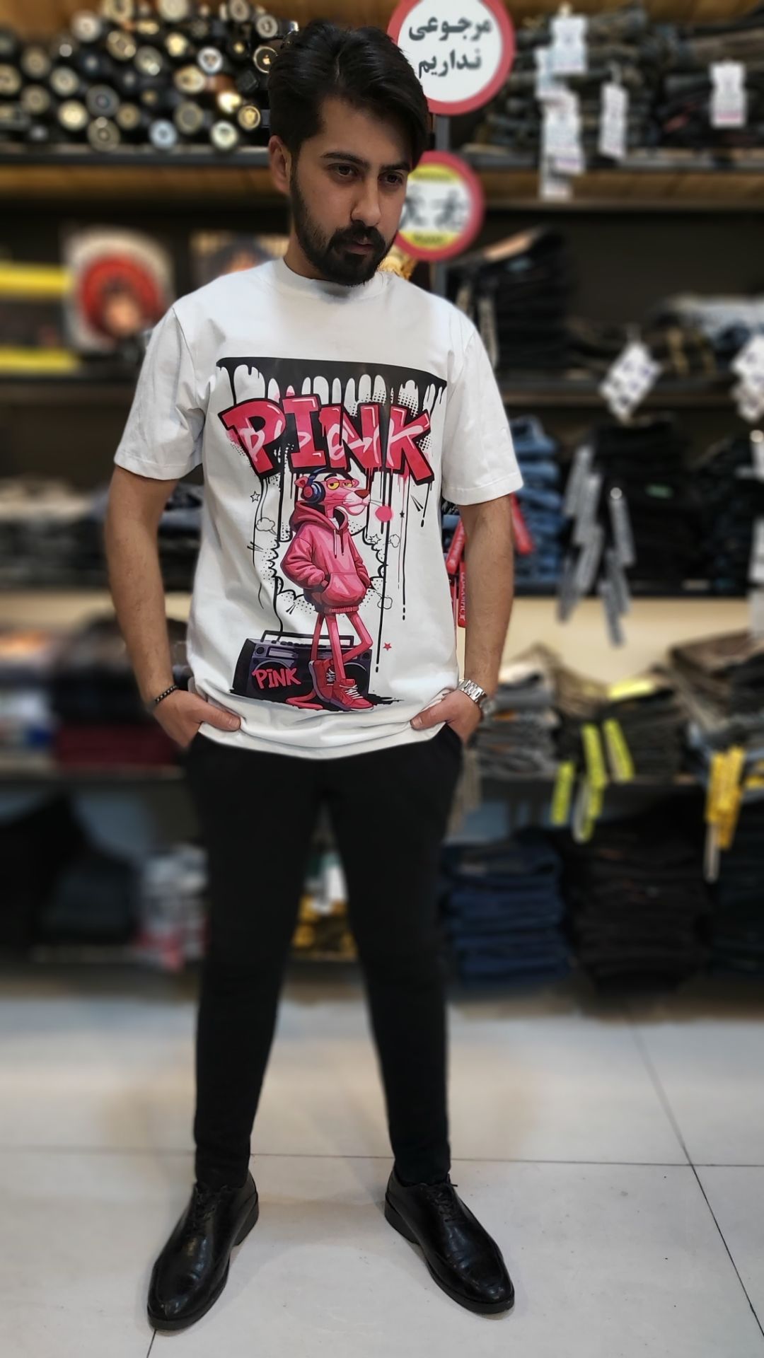 تیشرت طرح پلنگ صورتی کد(09)
